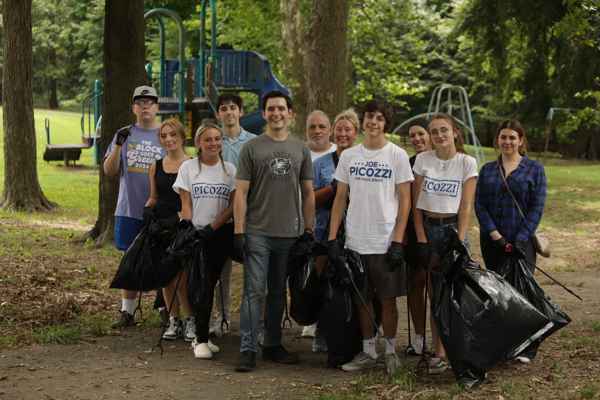 Joe with a group of neighbors and volunteers